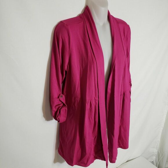 L.L. Bean Womens Small Petite Open Front Cardigan Pink 48% Supima Cotton Spandex - Picture 6 of 11